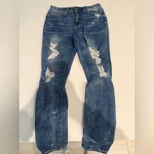 Judy Blue Ripped Dark Blue Skinny Jeans